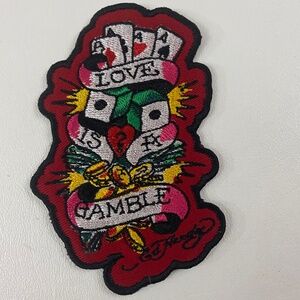 Ed Hardy Love is a Gamble Iron on Patch Appliqué Embroidered Sewing (Small)
